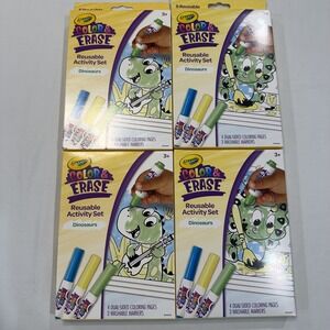 4 NEW Crayola Color & Erase w/ 8 Reusable Activities markers & pages Dinosaurs